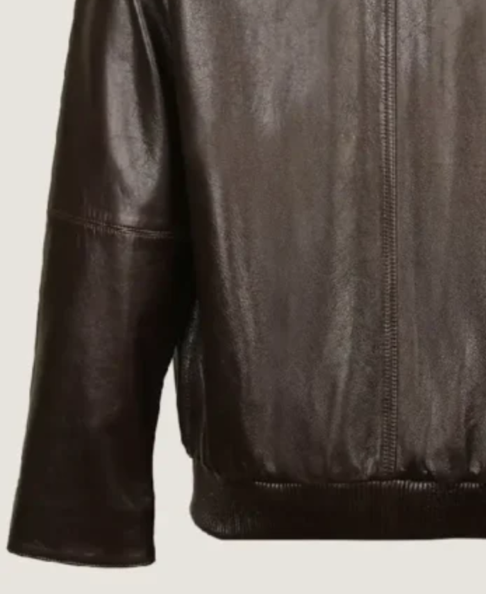 Men Chocolate Brown Pilot Leather Jacket Sleeves