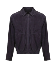Men Pilot Purple Suede Leather Jacket
