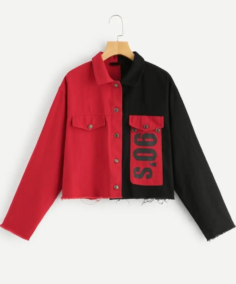 Men's 90's Red and Black Denim Jacket