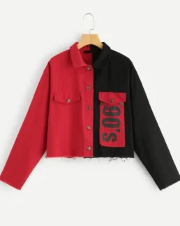Men's 90's Red and Black Denim Jacket