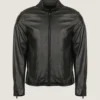 Men’s Black Classy Bomber Leather Jacket Front