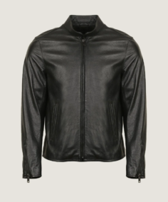 Men’s Black Classy Bomber Leather Jacket Front