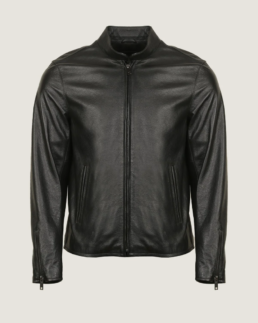 Men’s Black Classy Bomber Leather Jacket Front