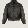 Men’s Black Oversized Pilot Leather Jacket Front