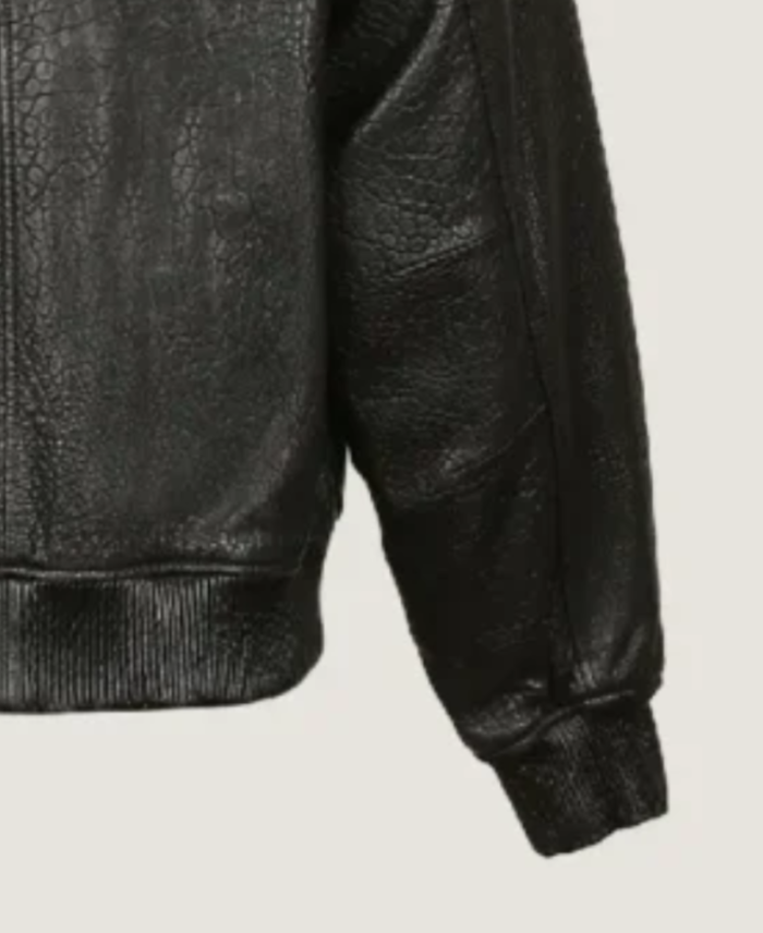Men’s Black Oversized Pilot Leather Jacket Sleeves