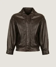 Men's Brown Classic Leather Bomber Jacket