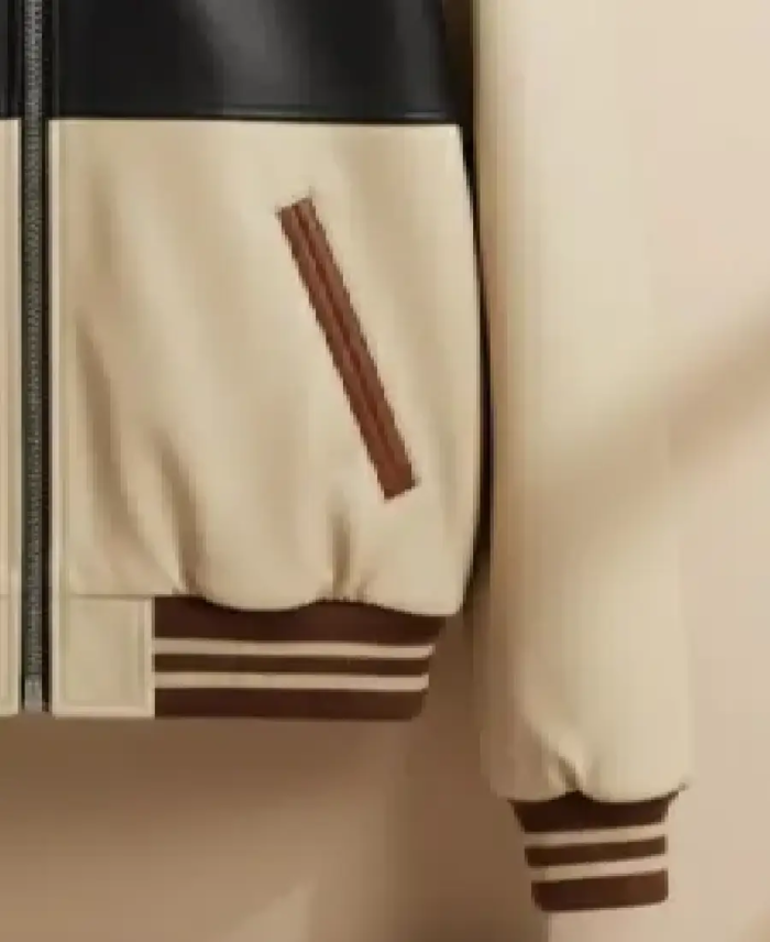 Men’s Brown and White Cowhide Leather Jacket Sleeves