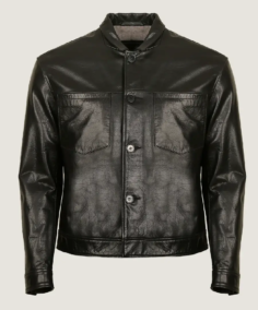 Men's Classic Black Shirt Style Leather Jacket