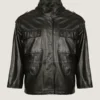 Men’s Classic Flap Pockets Leather Jacket Front