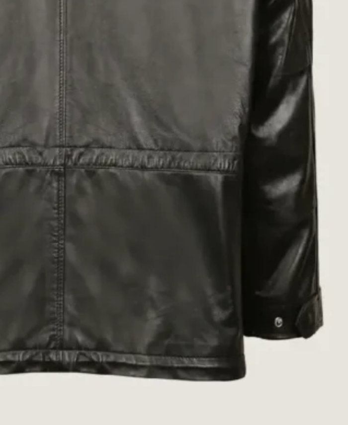 Men’s Classic Flap Pockets Leather Jacket Sleeves