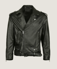 Men Biker Black Leather Jacket