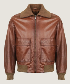 Men’s Pilot Brown Bomber Leather Jacket Front
