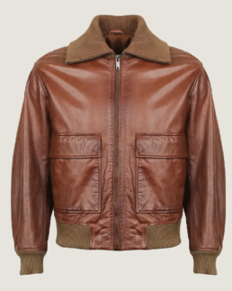 Men’s Pilot Brown Bomber Leather Jacket Front