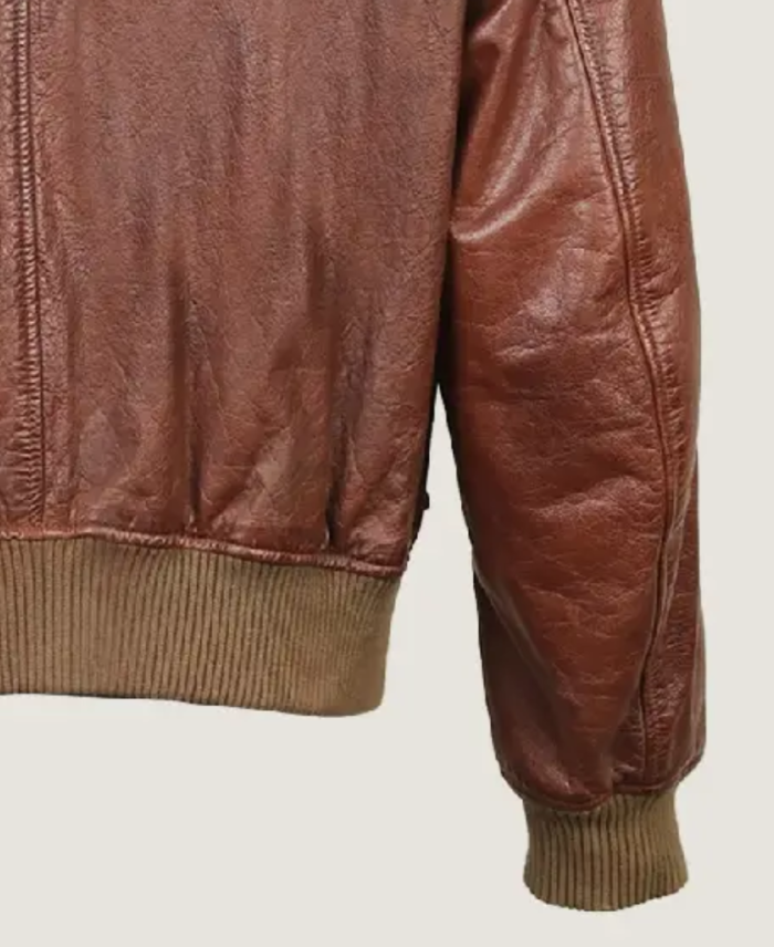 Men’s Pilot Brown Bomber Leather Jacket Sleeves