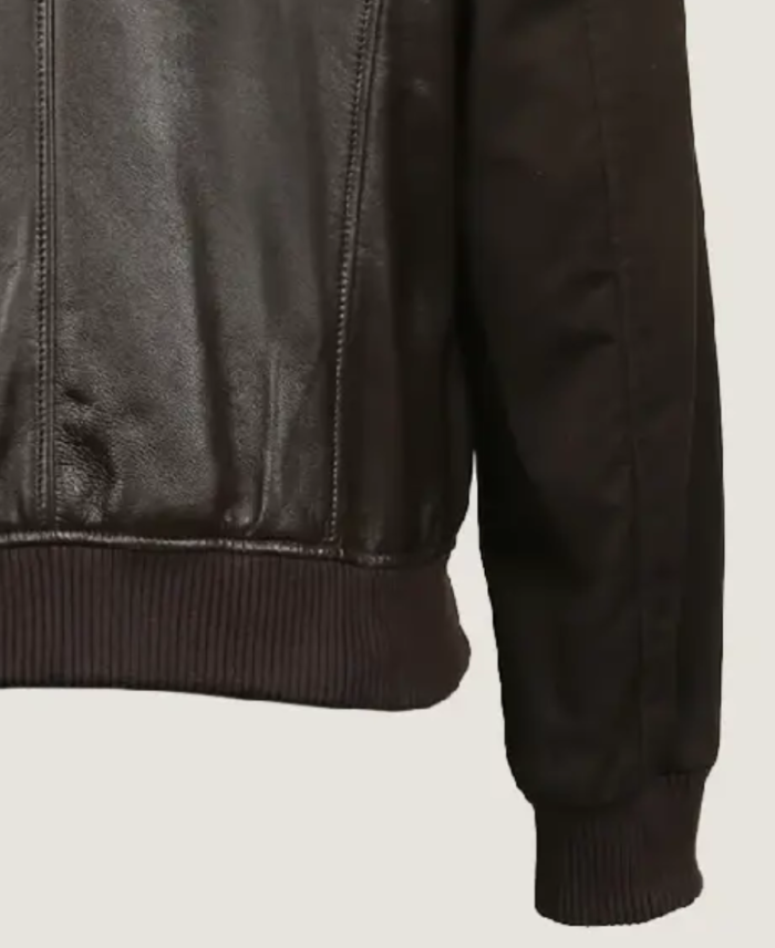 Men’s Pilot Dark Brown Bomber Leather Jacket Sleeves