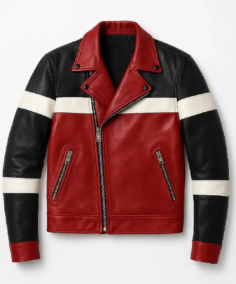 Men's Tri-Color Leather Moto Jacket