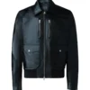 Men’s Versatile Black Leather Jacket Front