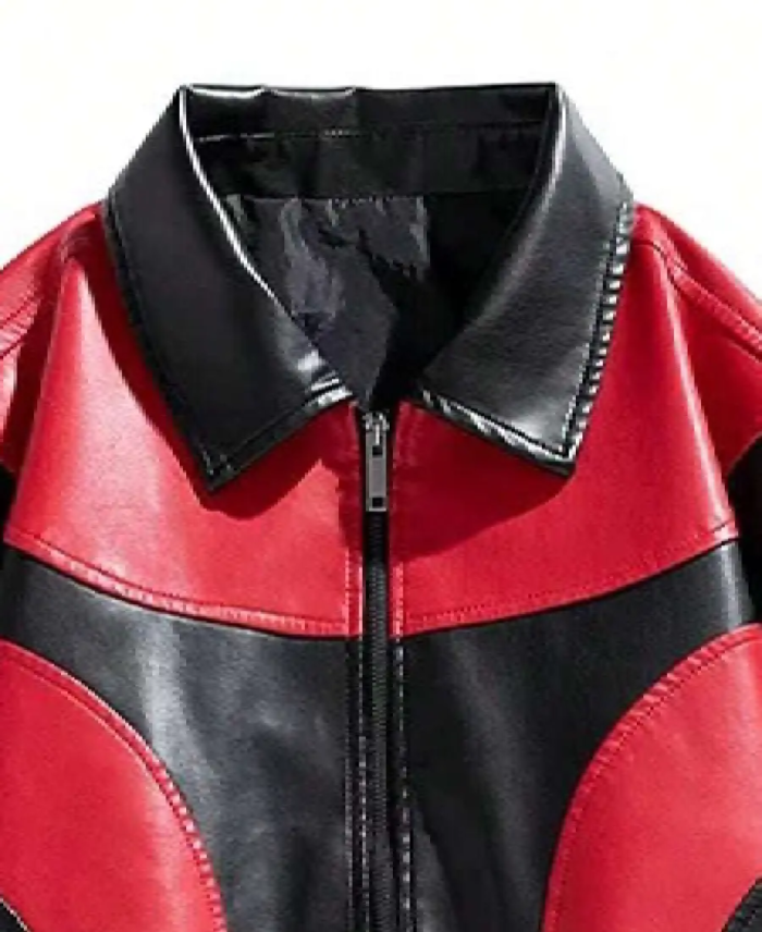 Men’s Windproof Warm Motorcycle Leather Jacket Collar
