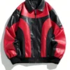 Men’s Windproof Warm Motorcycle Leather Jacket Front