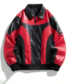 Men’s Windproof Warm Motorcycle Leather Jacket Front