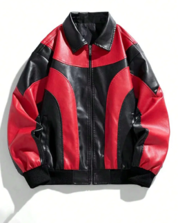 Men’s Windproof Warm Motorcycle Leather Jacket Front