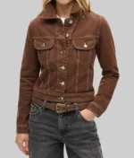 Women Brown Trucker Denim Jacket