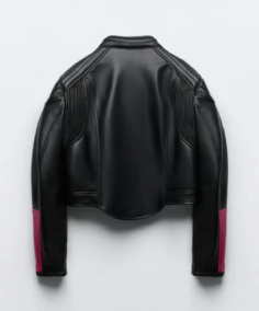 SHop The Women's Zara Black_Pink Leather Jacket