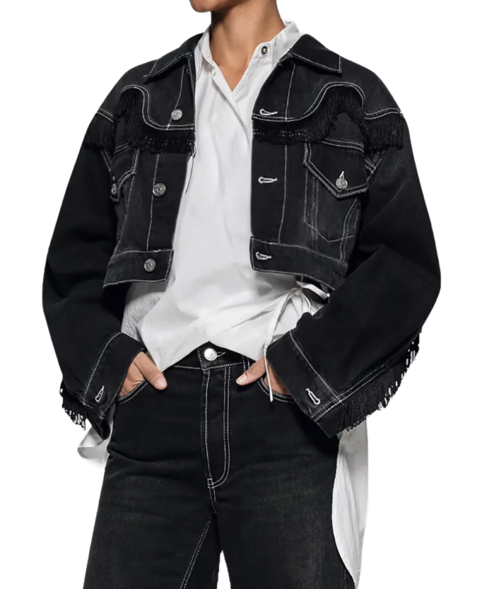 Shop High Potential Black Crop Denim Jacket