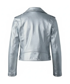 Shop The Women Silver Leather Biker Jacket