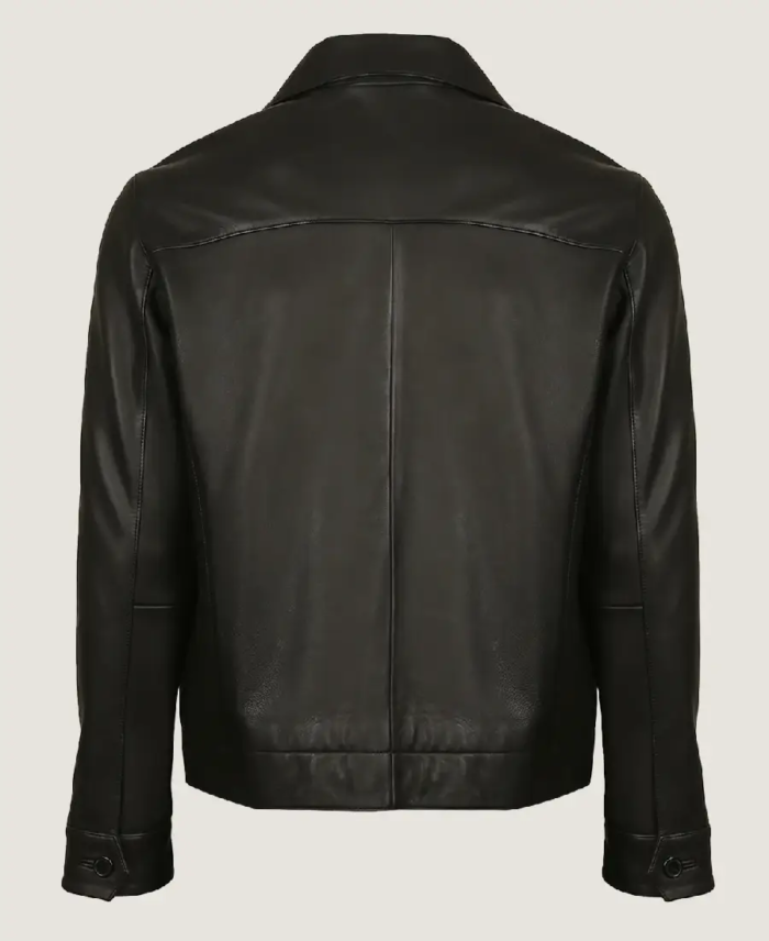 Shop The Men Black Blazer Style Leather Jacket Back