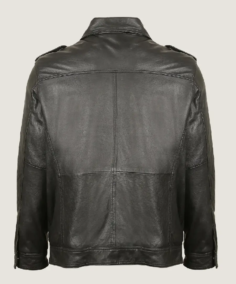 Shop The Men Black Pilot Bomber Leather Jacket Back