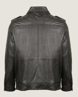 Shop The Men Black Pilot Bomber Leather Jacket Back