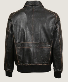 Shop The Men Black Sheepskin Leather Bomber Jacket Back