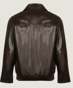 Shop The Men Chocolate Brown Pilot Leather Jacket Back