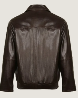 Shop The Men Chocolate Brown Pilot Leather Jacket Back