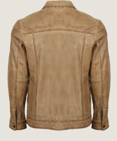 Shop The Men Classic Brown Shirt Style Leather Jacket Back
