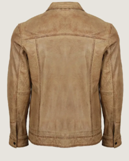 Shop The Men Classic Brown Shirt Style Leather Jacket Back
