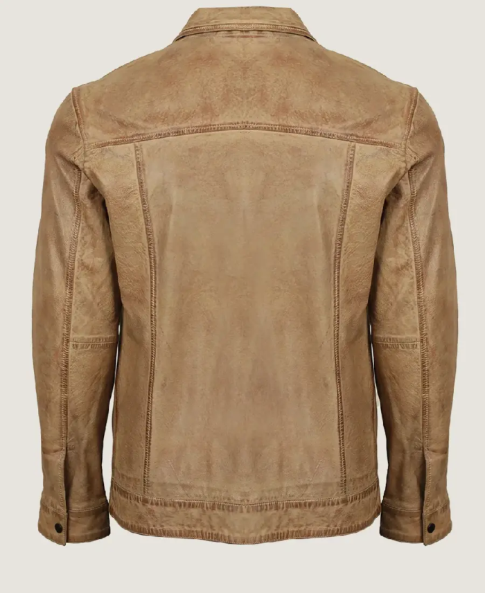 Shop The Men Classic Brown Shirt Style Leather Jacket Back
