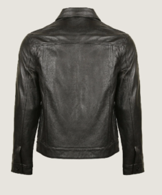 Shop The Men Shirt Style Black Leather Jacket Back