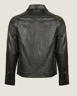 Shop The Men Shirt Style Black Leather Jacket Back