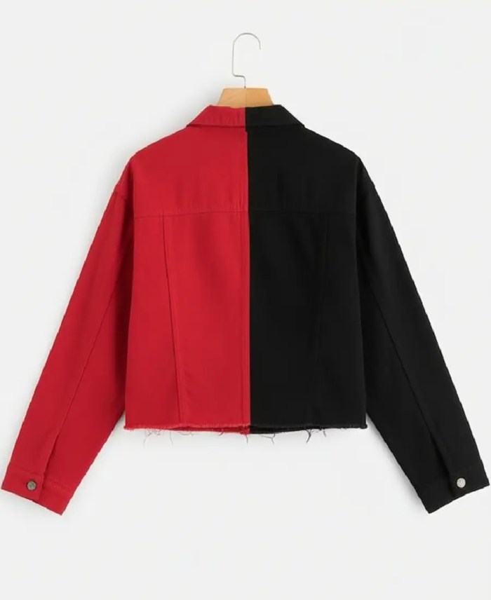 Shop The Men's 90's Red and Black Denim Jacket