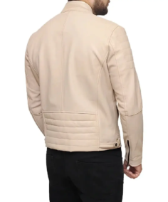 Shop The Men’s Beige Motorcycle Real Leather Jacket