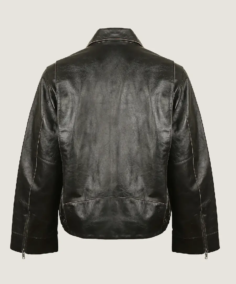 Shop The Men’s Black Classic Oversized Leather Jacket Back