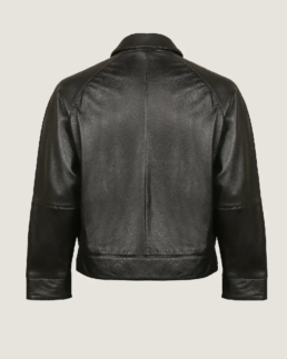 Shop The Men’s Black Classic Shirt Style Leather Jacket Back