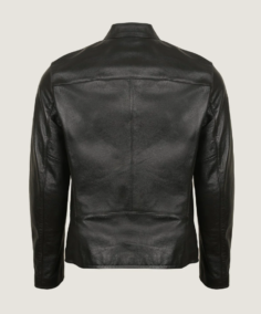 Shop The Men’s Black Classy Bomber Leather Jacket Back