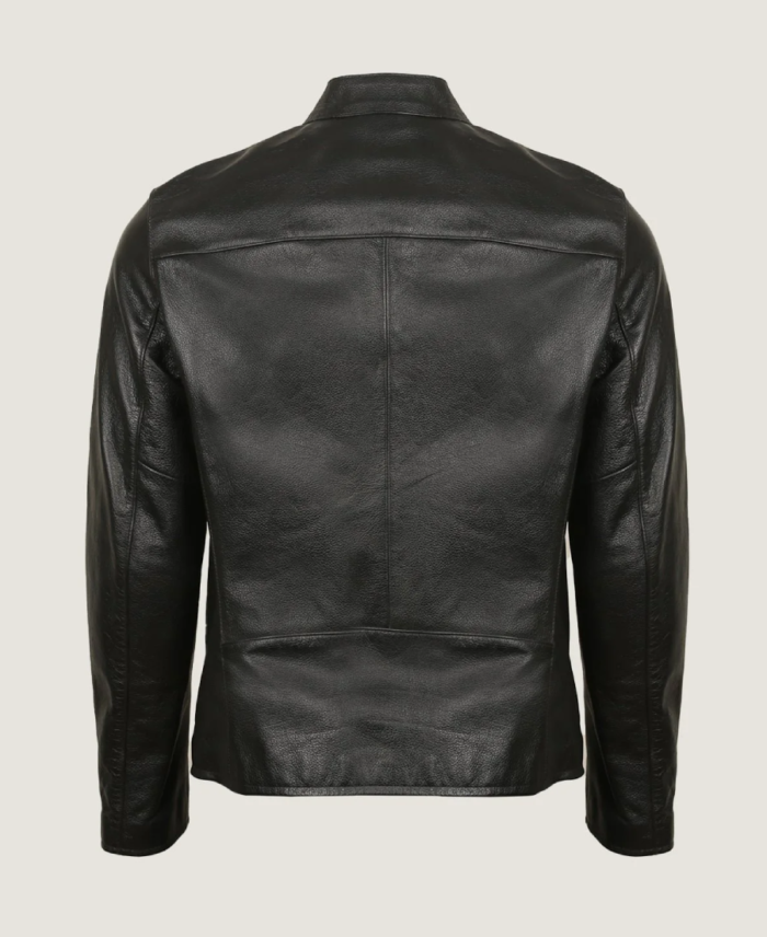 Shop The Men’s Black Classy Bomber Leather Jacket Back