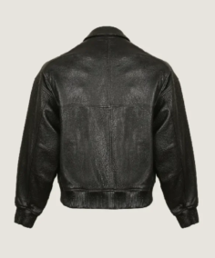 Shop The Men’s Black Oversized Pilot Leather Jacket Back