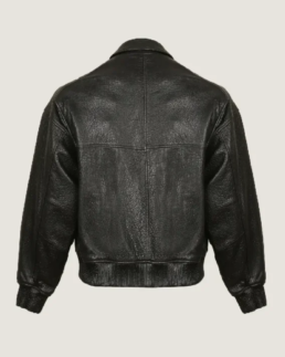 Shop The Men’s Black Oversized Pilot Leather Jacket Back