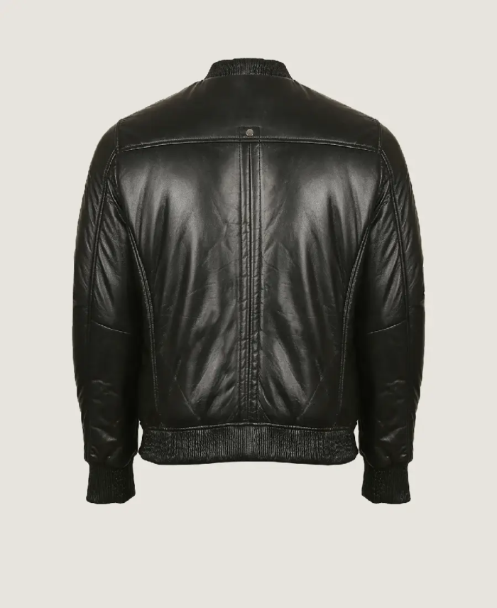 Shop The Men’s Black Quilted Leather Jacket Back