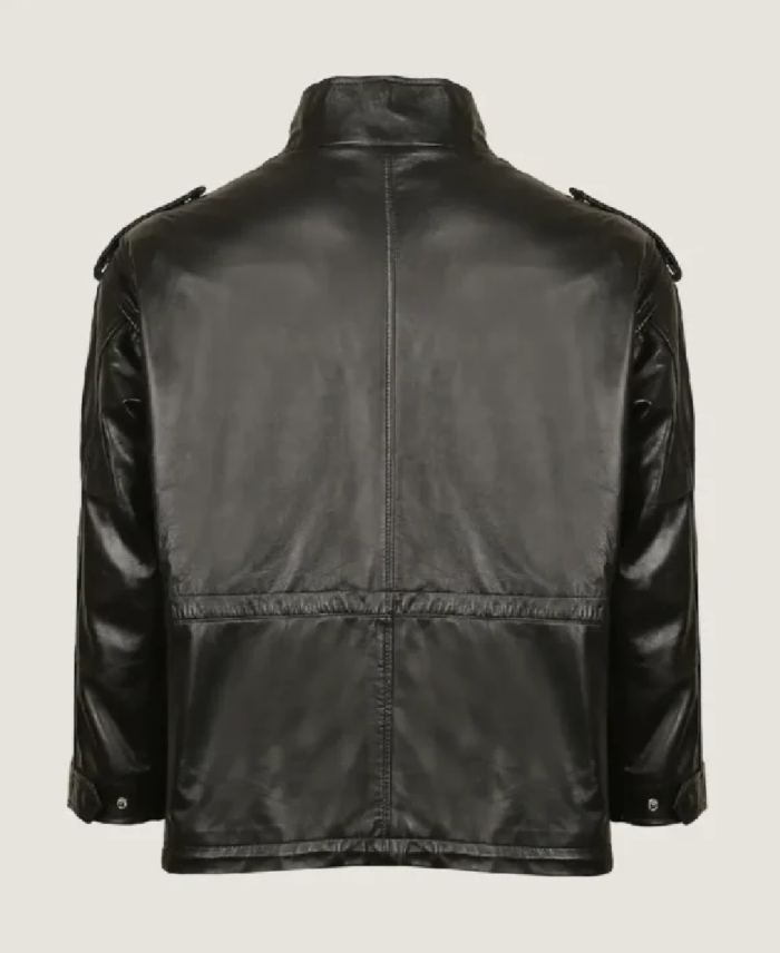 Shop The Men’s Classic Flap Pockets Leather Jacket Back